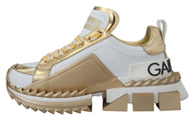 Load image into Gallery viewer, Dolce &amp; Gabbana Elegant White and Gold Leather Sneakers
