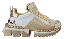 Load image into Gallery viewer, Dolce &amp; Gabbana Elegant White and Gold Leather Sneakers
