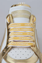 Load image into Gallery viewer, Dolce &amp; Gabbana Elegant White and Gold Leather Sneakers
