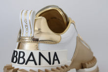 Load image into Gallery viewer, Dolce &amp; Gabbana Elegant White and Gold Leather Sneakers
