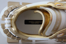 Load image into Gallery viewer, Dolce &amp; Gabbana Elegant White and Gold Leather Sneakers
