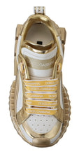 Load image into Gallery viewer, Dolce &amp; Gabbana Elegant White and Gold Leather Sneakers
