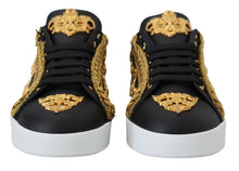 Load image into Gallery viewer, Dolce &amp; Gabbana Elegant Portofino Leather Sneakers in Black
