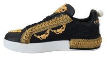 Load image into Gallery viewer, Dolce &amp; Gabbana Elegant Portofino Leather Sneakers in Black
