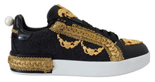 Load image into Gallery viewer, Dolce &amp; Gabbana Elegant Portofino Leather Sneakers in Black
