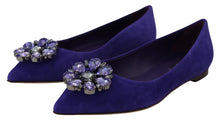 Load image into Gallery viewer, Dolce &amp; Gabbana Embellished Crystal Purple Suede Flats
