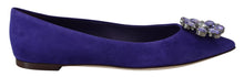 Load image into Gallery viewer, Dolce &amp; Gabbana Embellished Crystal Purple Suede Flats
