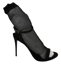 Load image into Gallery viewer, Dolce &amp; Gabbana Elegant Black Heeled Stretch Sandals
