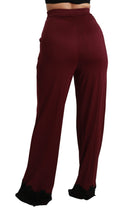 Load image into Gallery viewer, Dolce &amp; Gabbana Elegant Maroon High Waist Wide Leg Trousers
