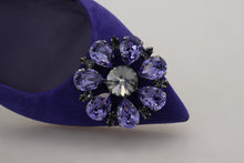 Load image into Gallery viewer, Dolce &amp; Gabbana Embellished Crystal Purple Suede Flats
