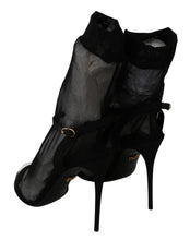 Load image into Gallery viewer, Dolce &amp; Gabbana Elegant Black Heeled Stretch Sandals
