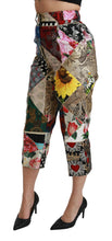 Load image into Gallery viewer, Dolce &amp; Gabbana Elegant High Waist Cropped Silk Blend Trousers
