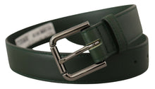 Load image into Gallery viewer, Dolce &amp; Gabbana Elegant Dark Green Leather Belt with Logo Buckle
