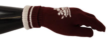 Load image into Gallery viewer, Dolce &amp; Gabbana Elegant Red Cashmere Gloves with Crown Motif
