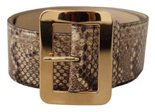 Load image into Gallery viewer, Dolce &amp; Gabbana Brown Exotic Wide Waist Leather Gold Metal Buckle Belt
