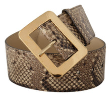 Load image into Gallery viewer, Dolce &amp; Gabbana Brown Exotic Wide Waist Leather Gold Metal Buckle Belt
