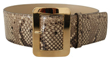 Load image into Gallery viewer, Dolce &amp; Gabbana Brown Exotic Wide Waist Leather Gold Metal Buckle Belt
