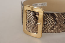 Load image into Gallery viewer, Dolce &amp; Gabbana Brown Exotic Wide Waist Leather Gold Metal Buckle Belt
