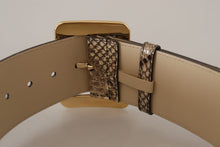 Load image into Gallery viewer, Dolce &amp; Gabbana Brown Exotic Wide Waist Leather Gold Metal Buckle Belt
