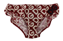 Load image into Gallery viewer, Dolce &amp; Gabbana Chic Maroon White Logo Swim Bottoms
