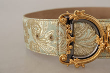 Load image into Gallery viewer, Dolce &amp; Gabbana Engraved Buckle Leather Belt - Green &amp; Gold
