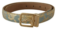 Load image into Gallery viewer, Dolce &amp; Gabbana Elegant Light Blue Leather Belt with Gold Buckle
