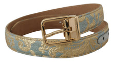 Load image into Gallery viewer, Dolce &amp; Gabbana Elegant Light Blue Leather Belt with Gold Buckle
