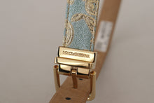 Load image into Gallery viewer, Dolce &amp; Gabbana Elegant Light Blue Leather Belt with Gold Buckle
