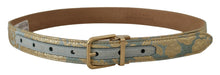 Load image into Gallery viewer, Dolce &amp; Gabbana Elegant Light Blue Leather Belt with Gold Buckle
