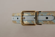 Load image into Gallery viewer, Dolce &amp; Gabbana Elegant Light Blue Leather Belt with Gold Buckle
