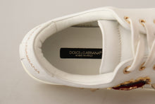 Load image into Gallery viewer, Dolce &amp; Gabbana White Leather Gold Red Heart Sneakers Shoes
