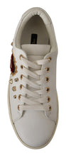 Load image into Gallery viewer, Dolce &amp; Gabbana White Leather Gold Red Heart Sneakers Shoes
