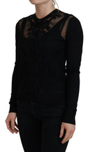 Load image into Gallery viewer, Dolce &amp; Gabbana Elegant Black Floral Lace Cardigan Sweater
