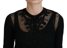 Load image into Gallery viewer, Dolce &amp; Gabbana Elegant Black Floral Lace Cardigan Sweater
