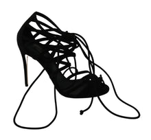 Load image into Gallery viewer, Dolce &amp; Gabbana Elegant Black Suede Stiletto Ankle Strap Sandals
