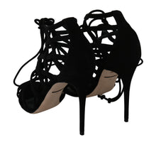 Load image into Gallery viewer, Dolce &amp; Gabbana Elegant Black Suede Stiletto Ankle Strap Sandals
