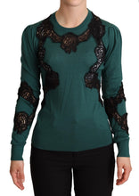 Load image into Gallery viewer, Dolce &amp; Gabbana Elegant Green Pullover with Black Lace Detail
