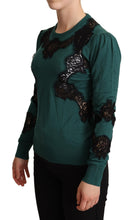 Load image into Gallery viewer, Dolce &amp; Gabbana Elegant Green Pullover with Black Lace Detail
