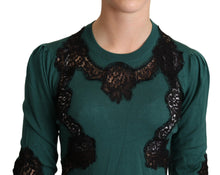 Load image into Gallery viewer, Dolce &amp; Gabbana Elegant Green Pullover with Black Lace Detail
