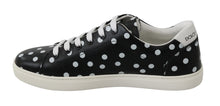 Load image into Gallery viewer, Dolce &amp; Gabbana Black Leather Polka Dots Sneakers Shoes
