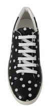 Load image into Gallery viewer, Dolce &amp; Gabbana Black Leather Polka Dots Sneakers Shoes
