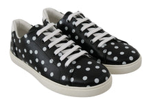 Load image into Gallery viewer, Dolce &amp; Gabbana Black Leather Polka Dots Sneakers Shoes
