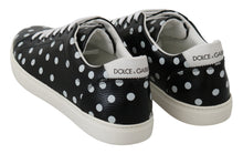 Load image into Gallery viewer, Dolce &amp; Gabbana Black Leather Polka Dots Sneakers Shoes
