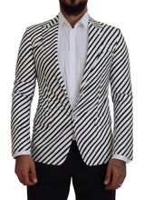 Load image into Gallery viewer, Dolce &amp; Gabbana White Black Striped Slim Fit Jacket Blazer
