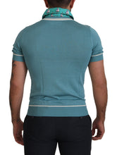 Load image into Gallery viewer, Dolce &amp; Gabbana Blue Silk Polo Top Mens V-neck  T-shirt
