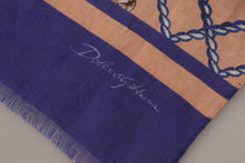 Load image into Gallery viewer, Dolce &amp; Gabbana Blue Linen Seashell Pattern Mens Wrap Shawl Scarf
