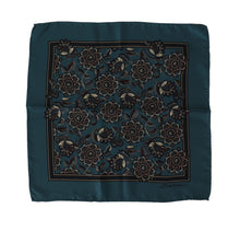Load image into Gallery viewer, Dolce &amp; Gabbana Blue Floral Silk Square Handkerchief Scarf
