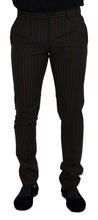 Load image into Gallery viewer, Dolce &amp; Gabbana Black Brown Striped Men Formal Pants
