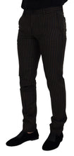 Load image into Gallery viewer, Dolce &amp; Gabbana Black Brown Striped Men Formal Pants
