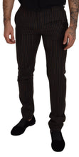 Load image into Gallery viewer, Dolce &amp; Gabbana Black Brown Striped Men Formal Pants
